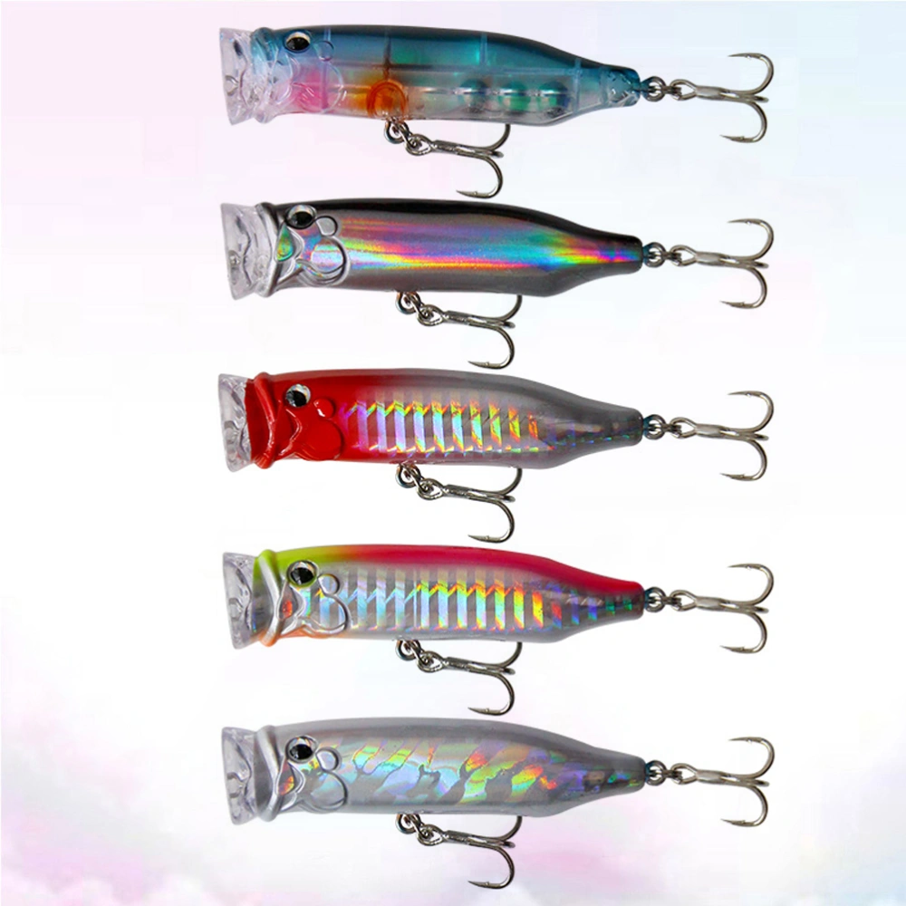 5 Pcs 7cm Fishing Bait Floating Hard Lures Plastic Lifelike Rotating Fishing Lures for Outdoor Fishing Trip Holiday