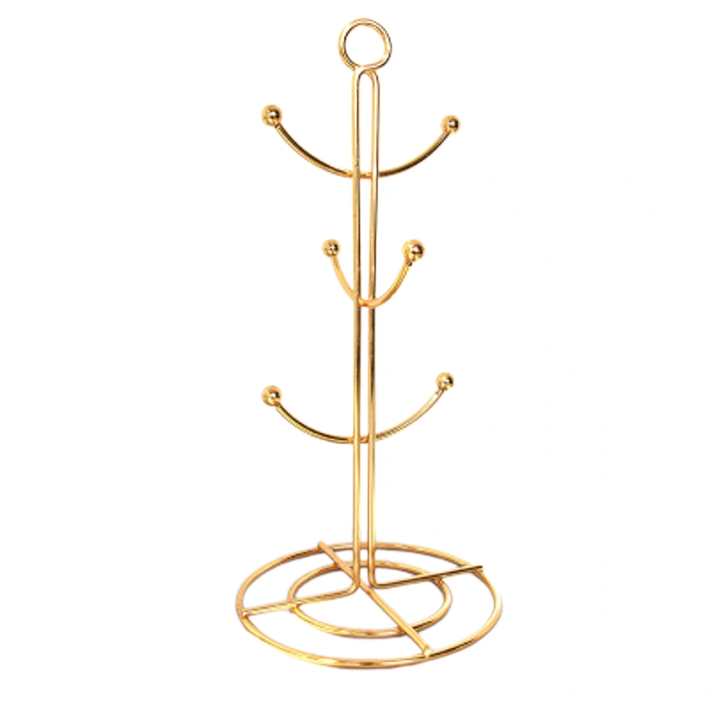 Tree Shape Draining Cup Holder Iron Glass Cup Shelf Hanging Coffee Mug Storage Rack (Golden)