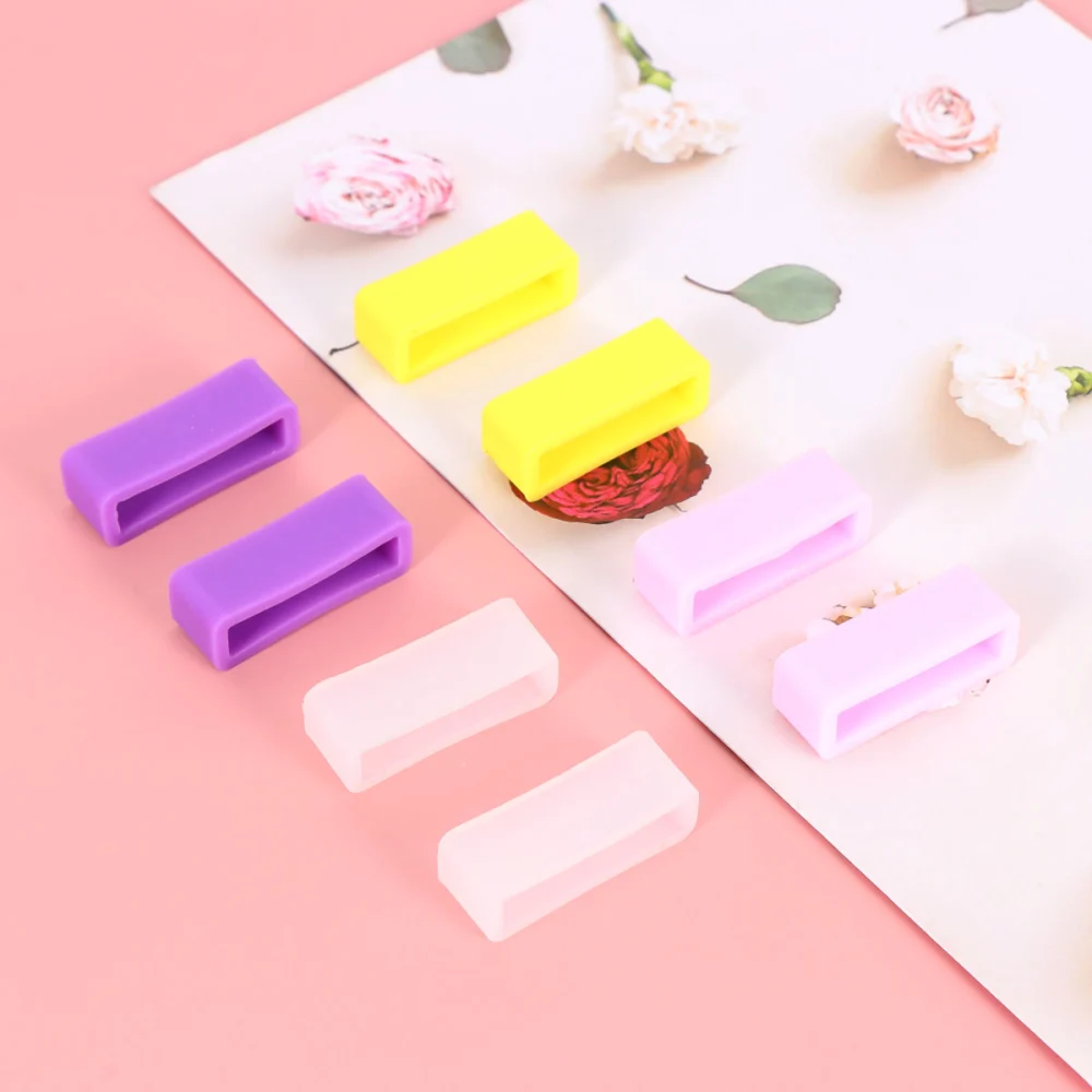 8pcs Watchband Movable Rings Watch Strap Loops Silicone Watch Bezel Watch Accessories for Women Men - 18mm (Purple+Lemon Yellow+Pink+Translucent)