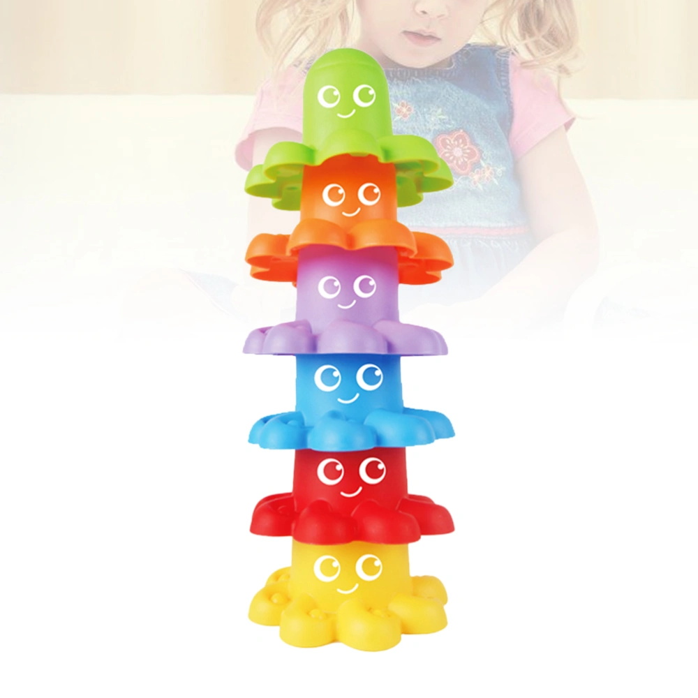 6PC Children Bathing Toys Marine Octopus Floating Stacking Cups Set Bathroom Cups Play Toys for Toddlers Kids