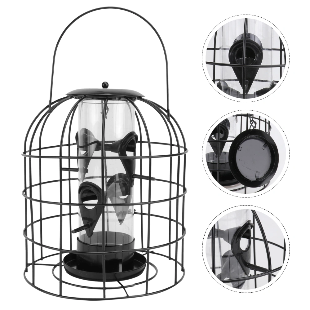 1Pc Household Bird Feeder Large Iron Cage Bird Feeding Tool for Outdoor (Black)