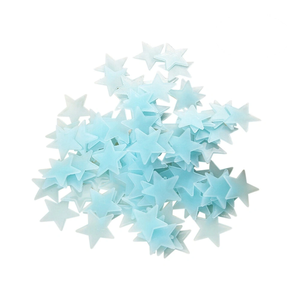 100pcs Stars Glow in the Dark Luminous Fluorescent 3D Wall Stickers Decal Baby Kids Bedroom Ceiling Home Decor (Blue)