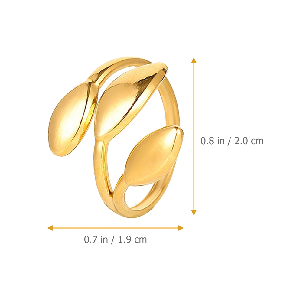 Adjustable Open Ring Statement Finger Ring Leaf Shape Ring Women Finger Decoration