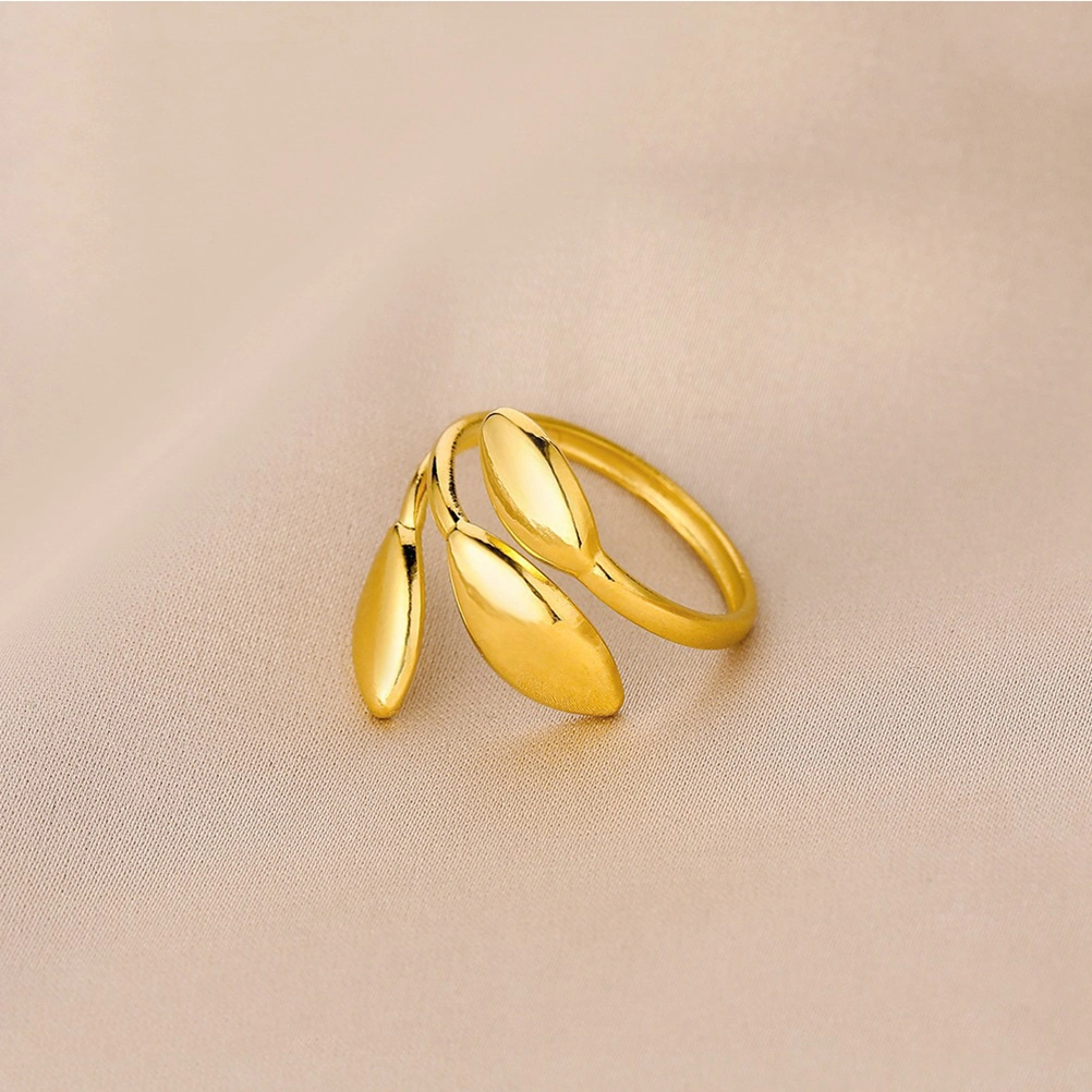 Adjustable Open Ring Statement Finger Ring Leaf Shape Ring Women Finger Decoration