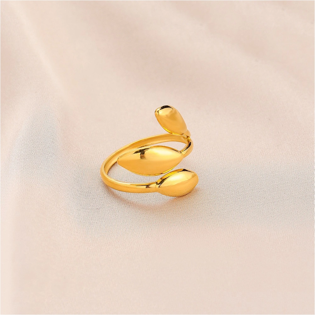 Adjustable Open Ring Statement Finger Ring Leaf Shape Ring Women Finger Decoration