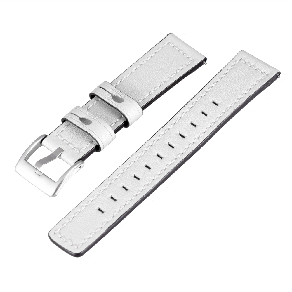 1pc 42mm Simple Leather Strap Watch Band Replacement Wrist Strap Compatible for Galaxy Watch(White)