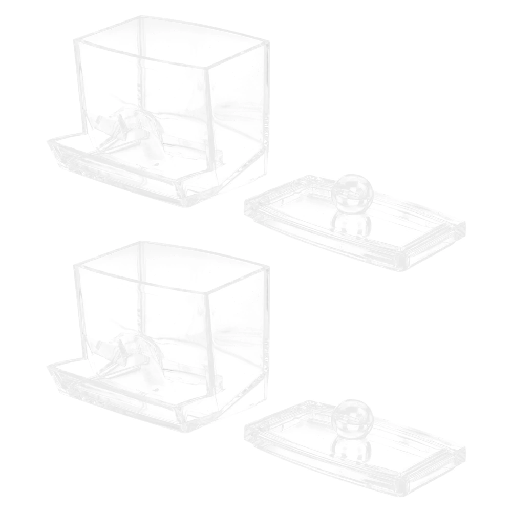 2Pcs Transparent Cotton Swab Box Desktop Acrylic Box Home Sundries Holder