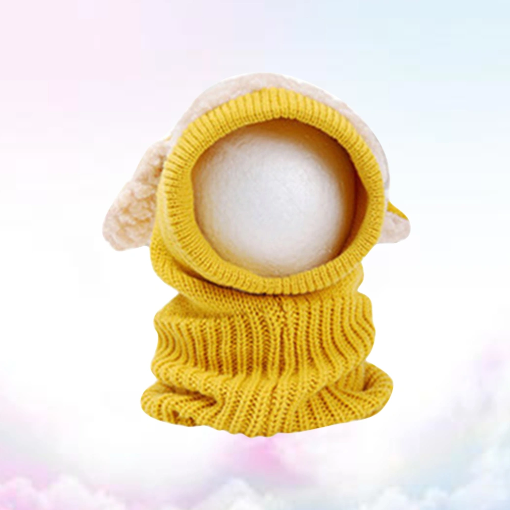 Winter Baby Kids Girls Boys Dog Design Modeling Keep Warm Knitted Woolen Coif Hood Scarf Caps Hats (Yellow)