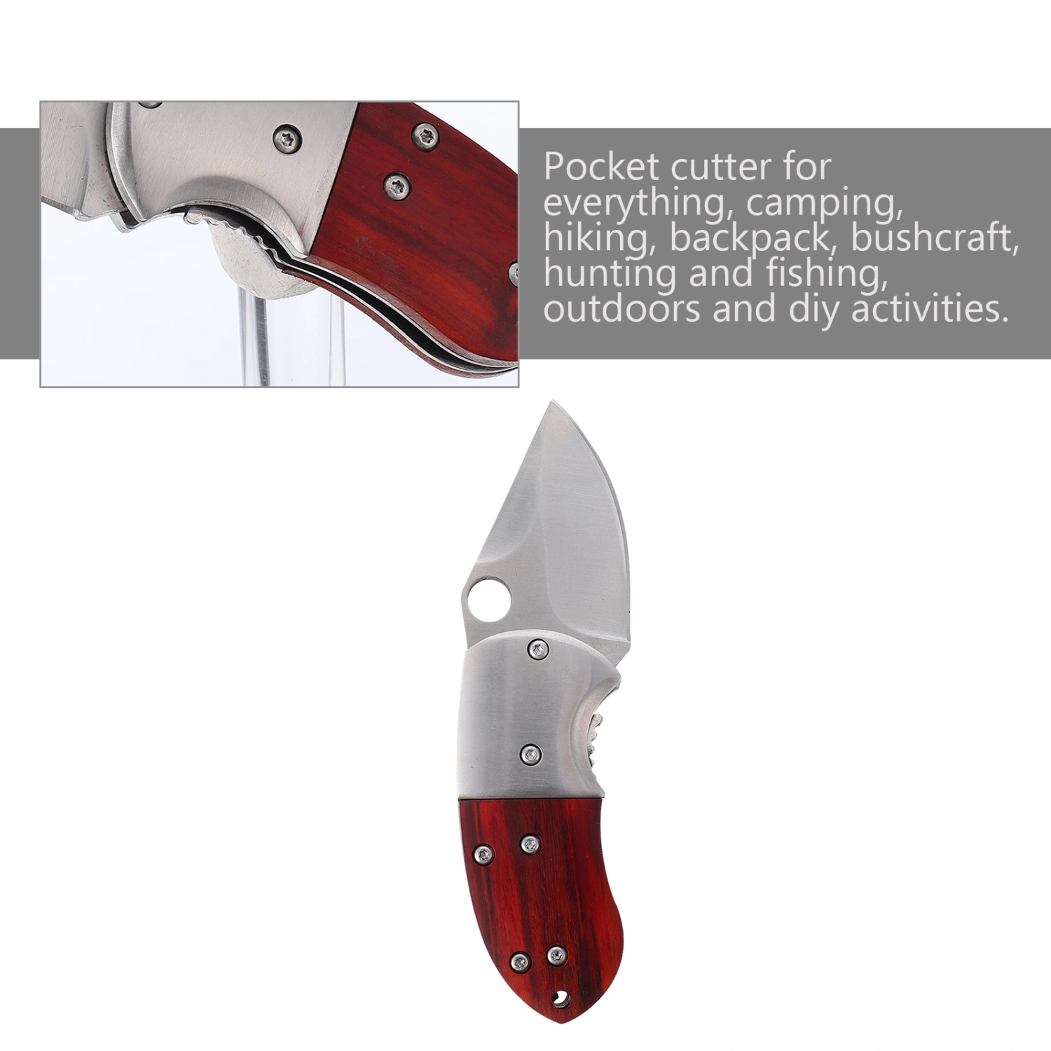 Stainless Steel Folding Cutter Pocket Cutter Camping Hunting Outdoor Supplies
