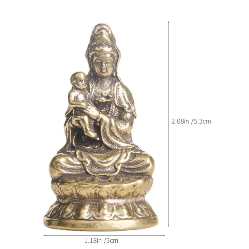 Kwan Yin Statue Chinese Style Buddha Ornament Brass Carving Buddha Figurine