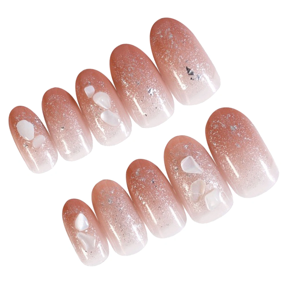 Gradient Color Fakes Nails Natural False Nail Tip Artificial French Fingernails for Women Girls (24pcs/Box)