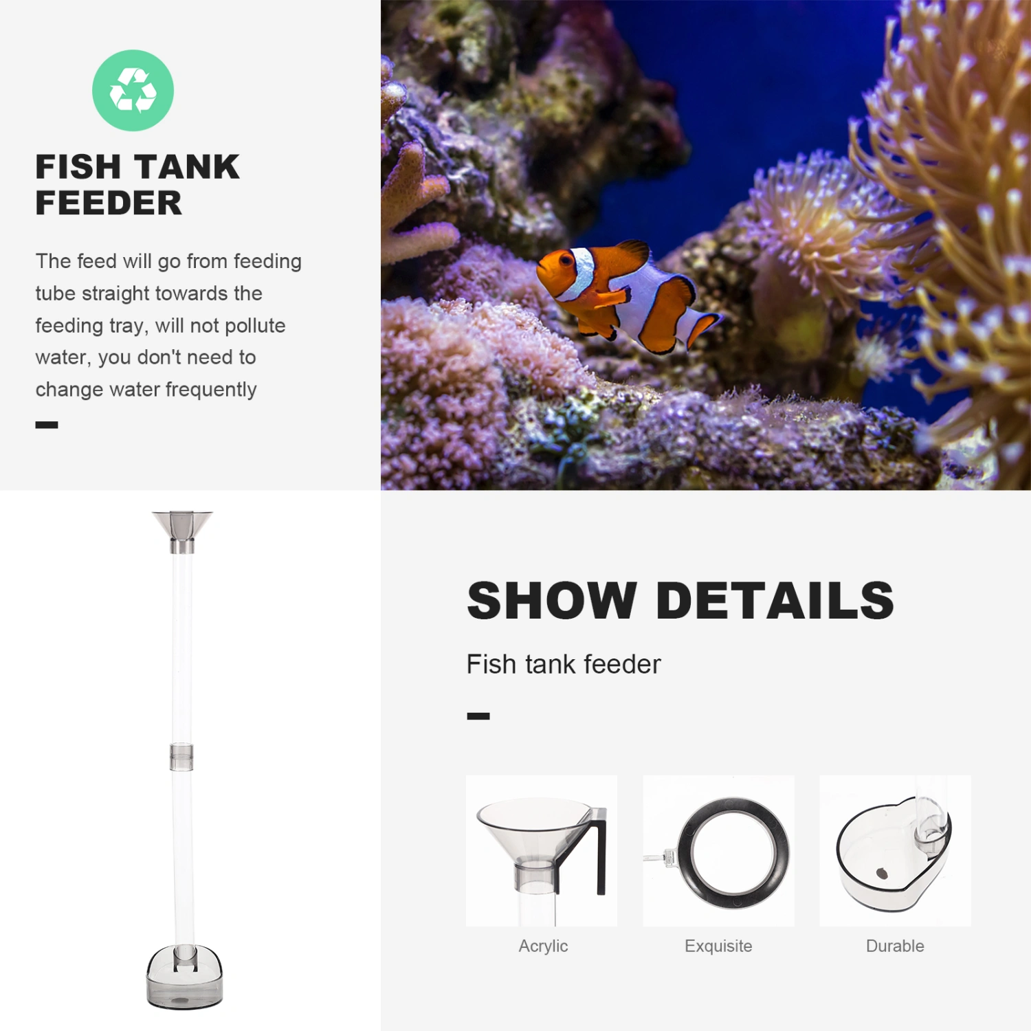 4Pcs Fish Tank Feeding Tube Acrylic Shrimp Feeding Tube Aquarium Fish Feeder Fish Tank Supply