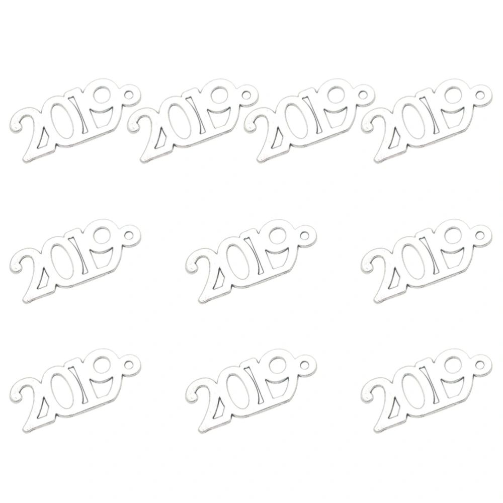 10PCS Alloy 2019 Charm Number Pendants Charms DIY Jewelry Making Accessory for Necklace Bracelet (Antique Silver)