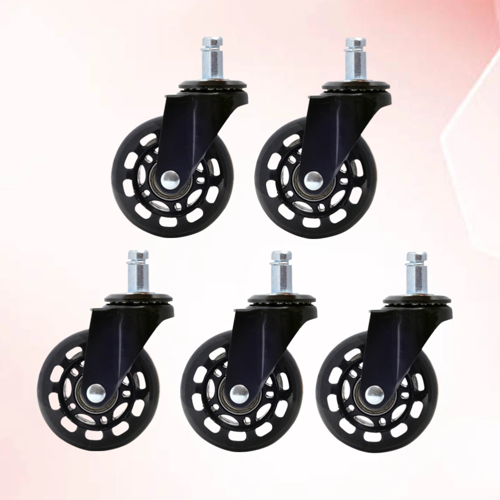 5pcs Office Chair Caster Wheels Roller Style Castor Wheel Replacement 2.5 Inches PU Rotatable Swivel Furniture Casters