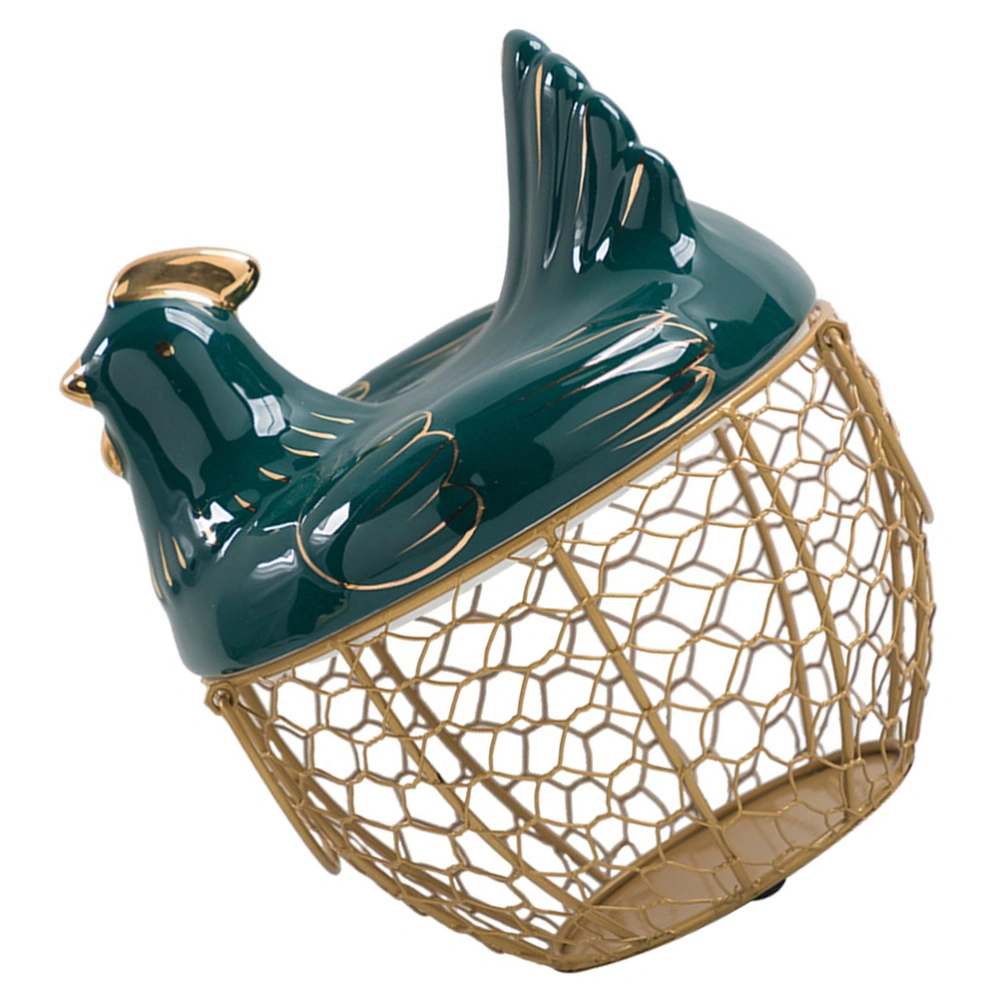 1PC Lovely Storage Basket with Lid Chick Shape Egg Basket Iron Art Egg Holder