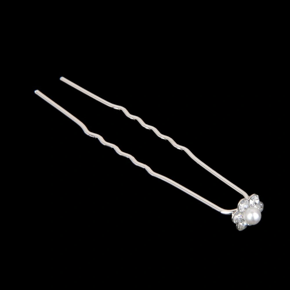 38pcs Wedding Bridal Bridesmaid Prom Crystal Faux Pearl U-Shaped Hairpins Hair Clip Decor