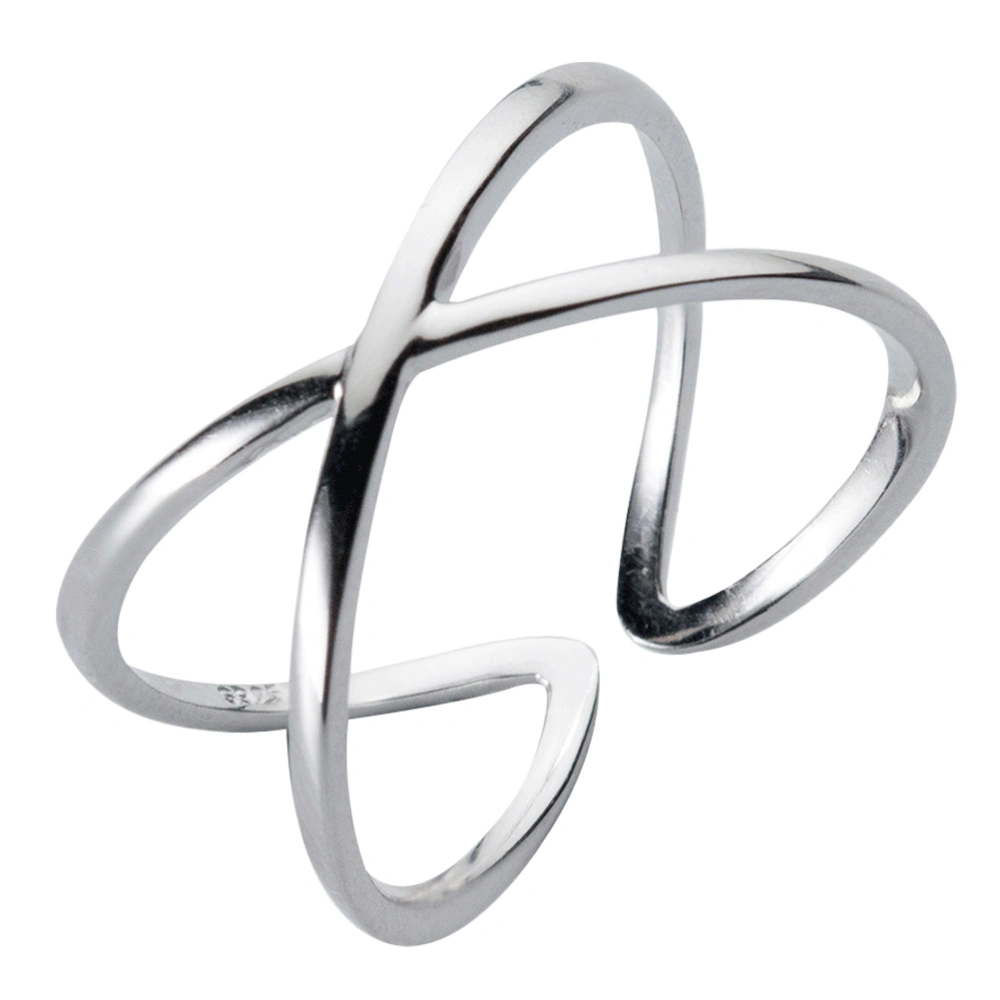 Silver Cross Design Rings Simple Open Ring Fashion Finger Ring Delicate Finger Jewelry for Woman Girl