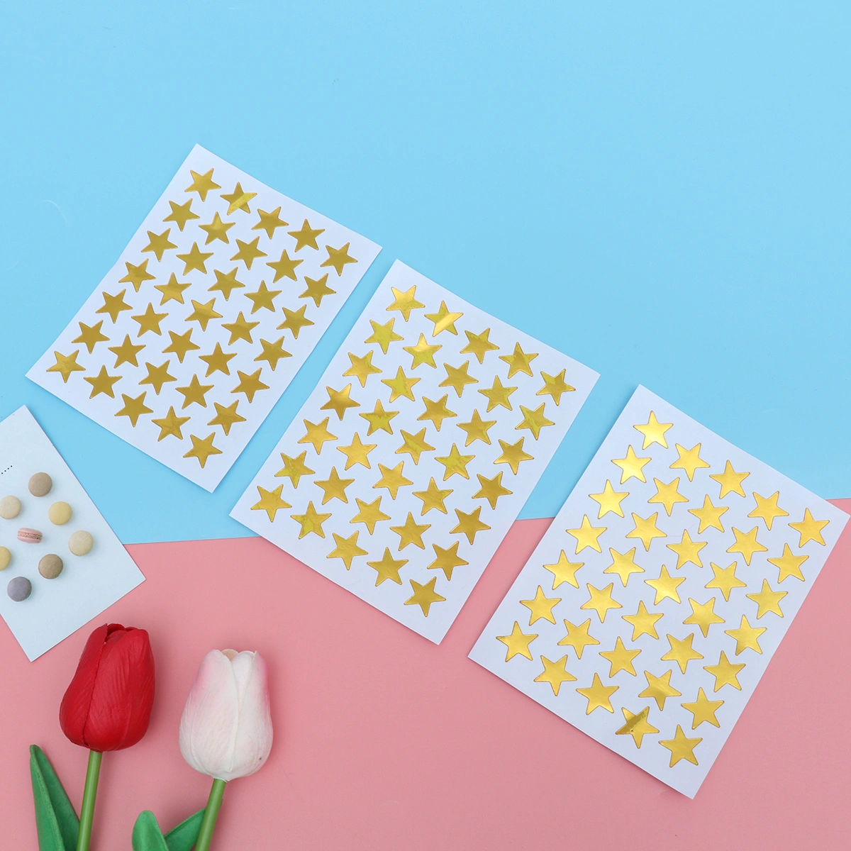 10pcs PVC Sticker Five-pointed Star Self Adhesive Removable Sparkle Students Rewards for Kids Golden