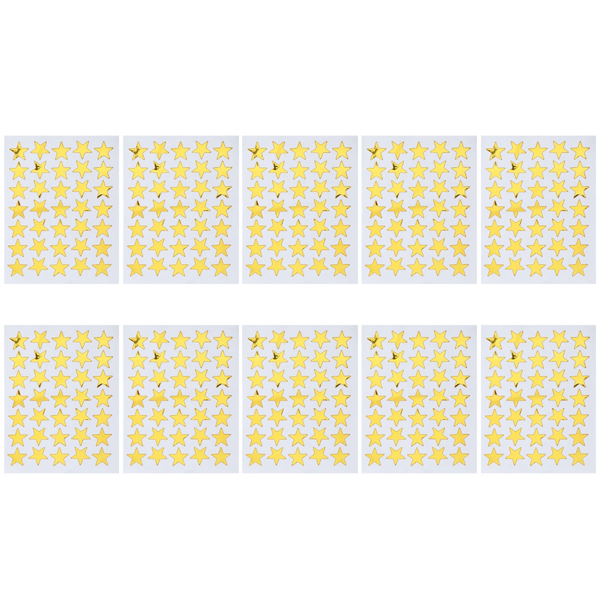 10pcs PVC Sticker Five-pointed Star Self Adhesive Removable Sparkle Students Rewards for Kids Golden