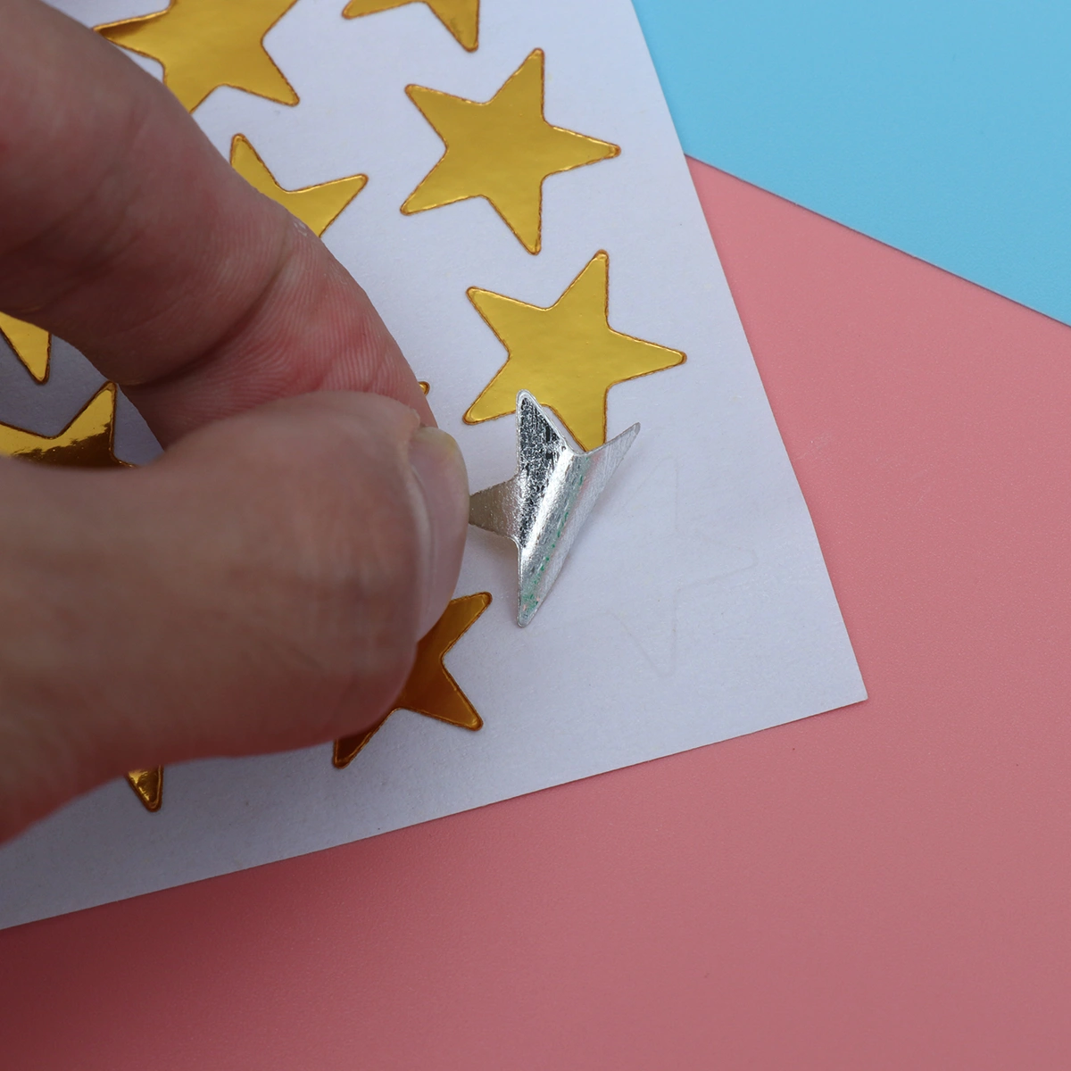 10pcs PVC Sticker Five-pointed Star Self Adhesive Removable Sparkle Students Rewards for Kids Golden