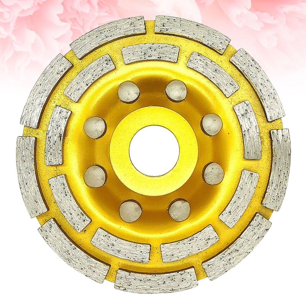 115mm Dual Row Diamond Segment Bowl Grinding Wheel Cup Cutting Disc for Concrete Marble Granite Ginding Wheel Machine Rotary Tool (Yellow)