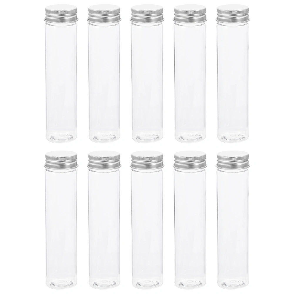 10 PCS Flat-bottomed Plastic Clear Test Tubes with Screw Caps Candy Cosmetic Travel Lotion Containers 110ml