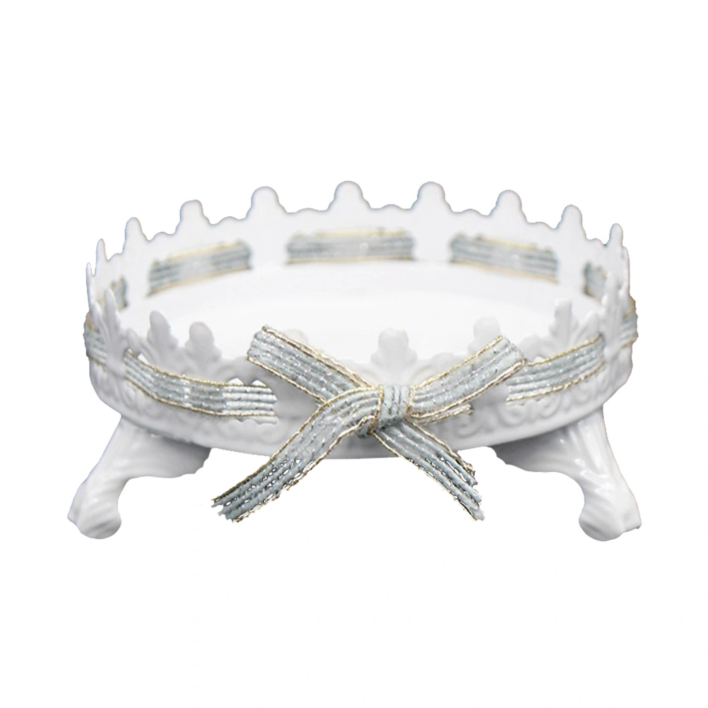 Antique Cake Stands Round Cupcake Holder Iron Fruits Dessert Display Plate for Baby Shower Wedding Birthday Party Decor Serving Platter (White, Type B)