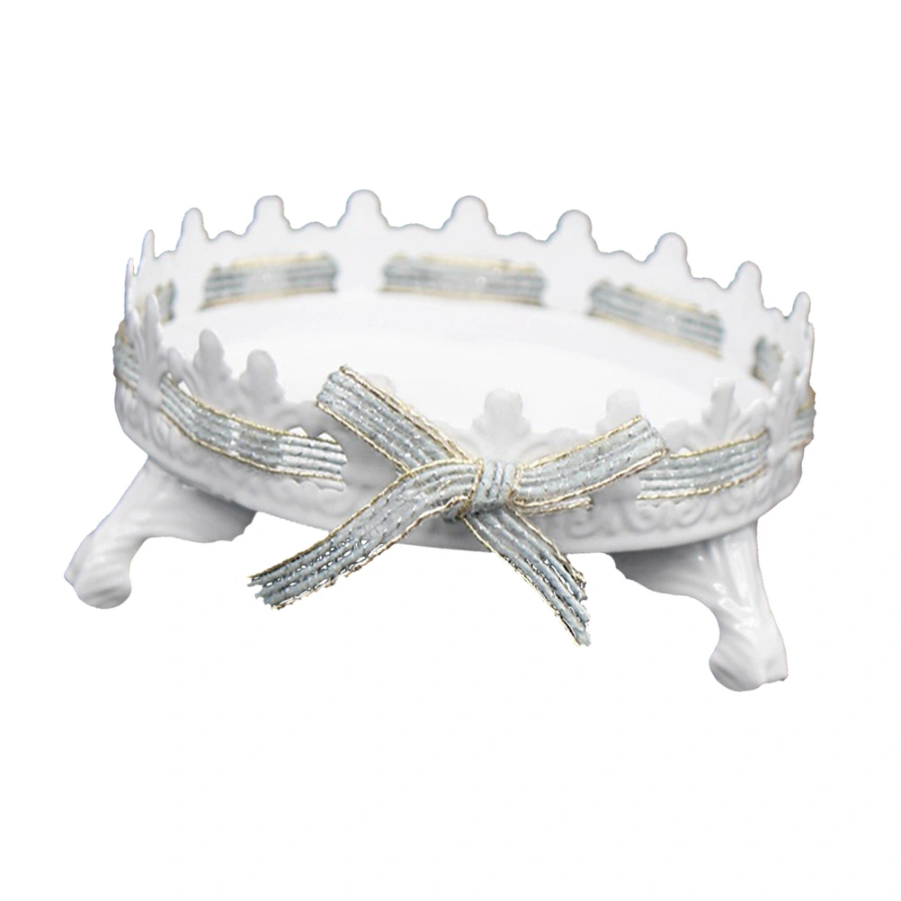 Antique Cake Stands Round Cupcake Holder Iron Fruits Dessert Display Plate for Baby Shower Wedding Birthday Party Decor Serving Platter (White, Type B)