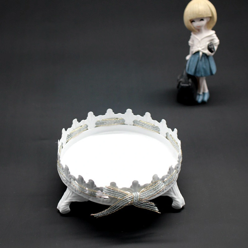 Antique Cake Stands Round Cupcake Holder Iron Fruits Dessert Display Plate for Baby Shower Wedding Birthday Party Decor Serving Platter (White, Type B)