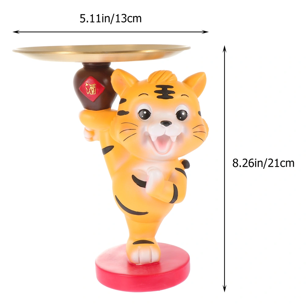 1 Set Resin Tiger Design Tray Adornment Household Desktop Tray Tiger Ornament