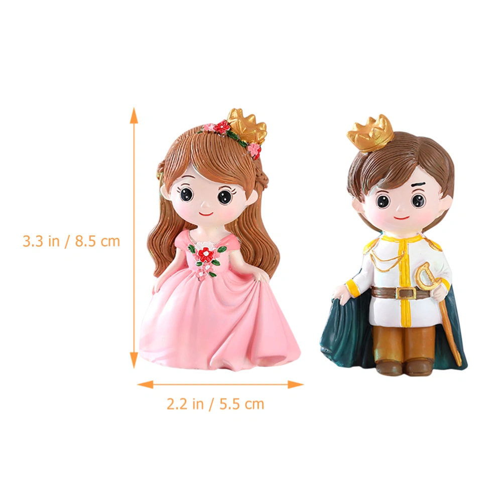 2pcs Princesses Prince Doll Cake Topper Decors Birthday Cupcake Toppers