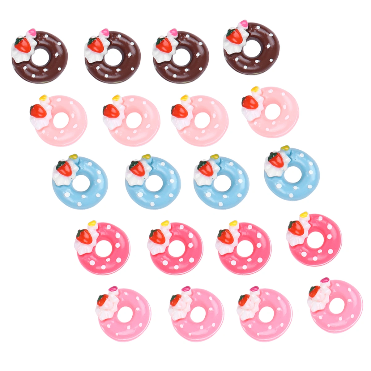 20pcs Resin Decor Artificial Donut Design Accessories Phone Shell Ornament Accessories for DIY Projects Crafts (Random Color)