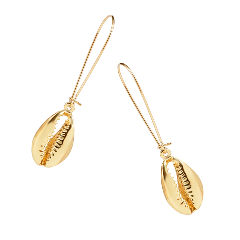Bohemia Style Golden Shell Earrings Elegant Seaside Theme Dangler Alloy Jewelry Decor Conch Earrings for Girls Lady Female