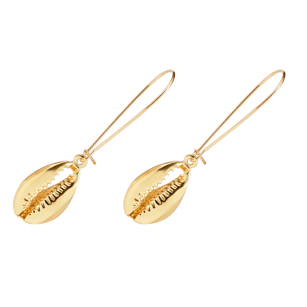 Bohemia Style Golden Shell Earrings Elegant Seaside Theme Dangler Alloy Jewelry Decor Conch Earrings for Girls Lady Female