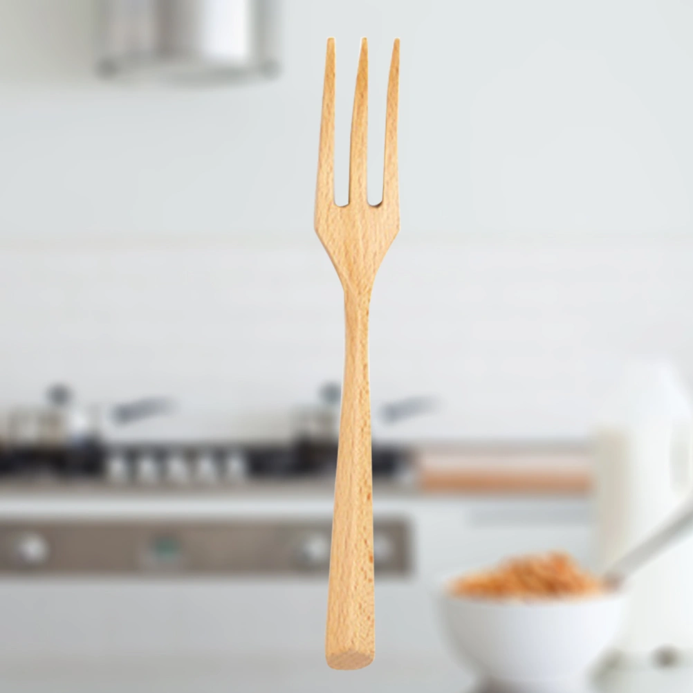 Portable Beech Fork Wooden Western Food Serving Fork Smooth Handle Dinner Fork Premium Tableware
