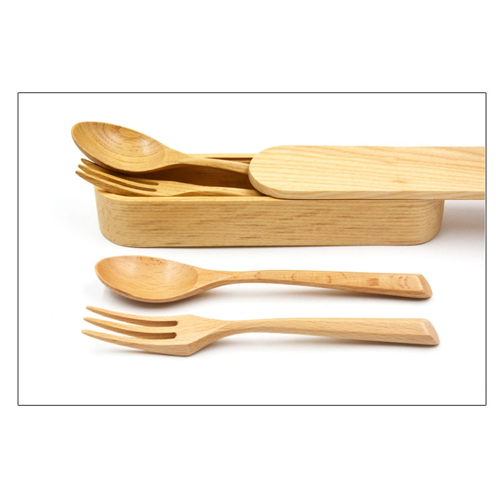 Portable Beech Fork Wooden Western Food Serving Fork Smooth Handle Dinner Fork Premium Tableware