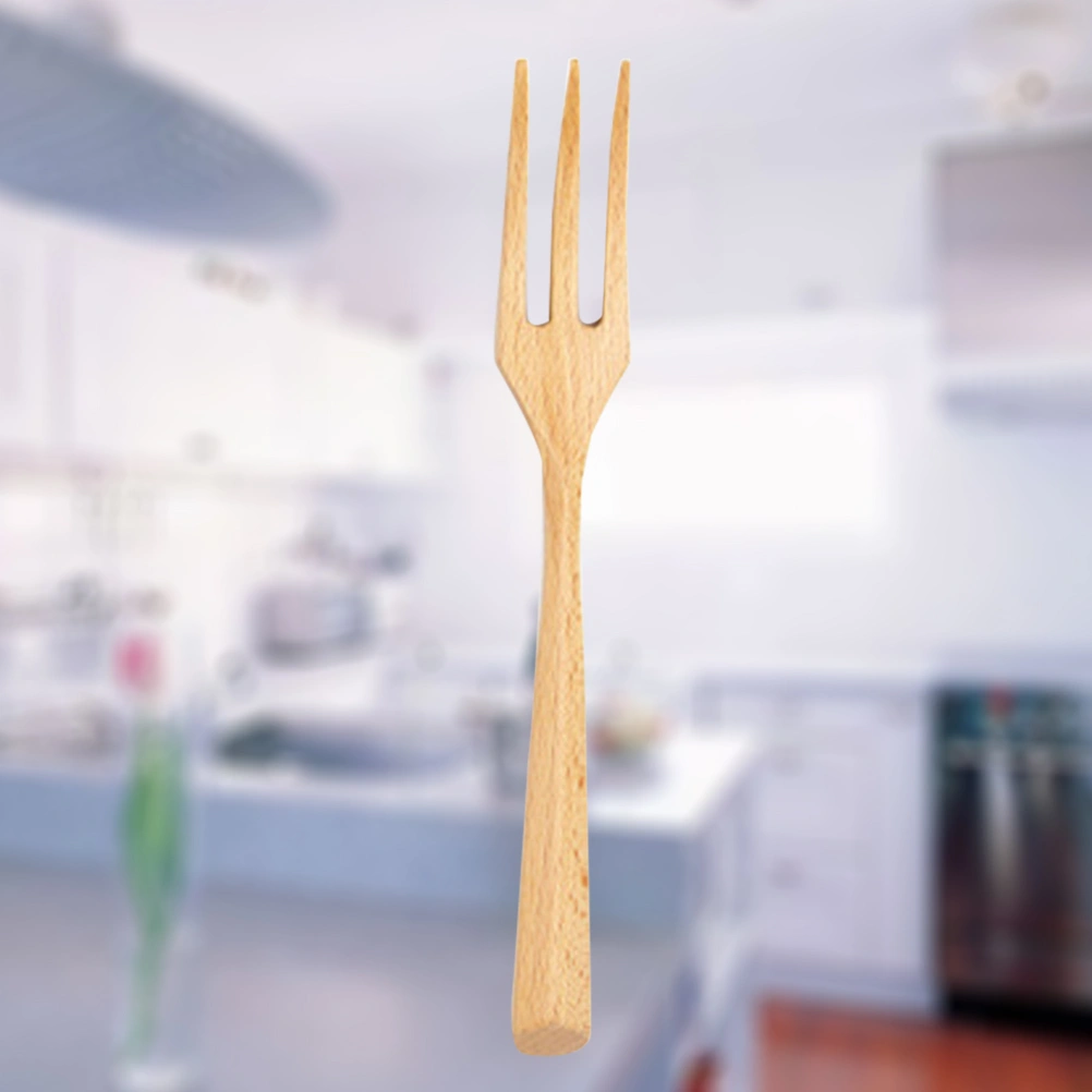 Portable Beech Fork Wooden Western Food Serving Fork Smooth Handle Dinner Fork Premium Tableware