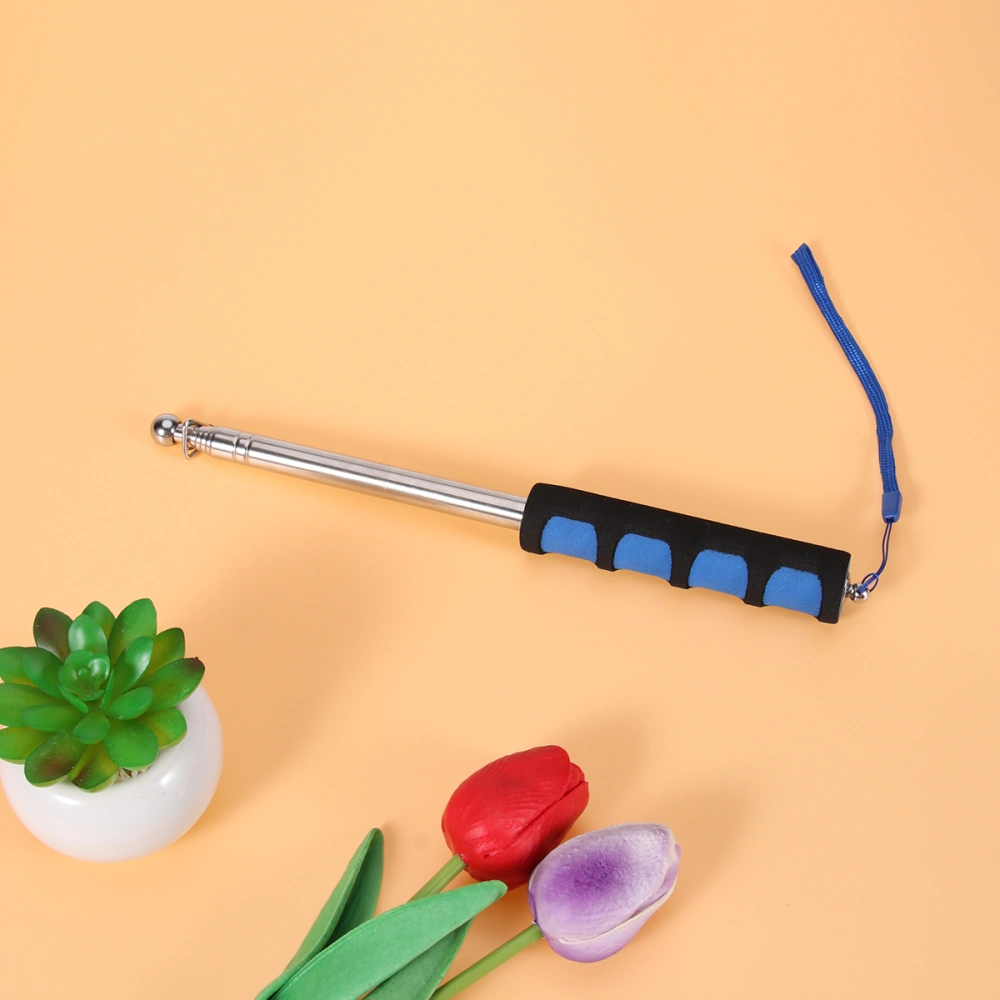 Stainless Steel Flag Pole Hand-held Teaching Rod Guide Telescopic Flagpole (Blue, Sponge Handle)