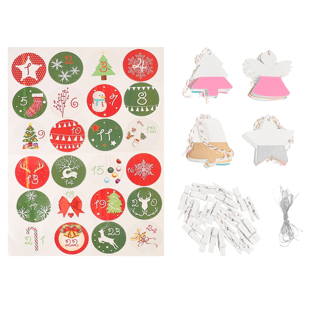 1 Set Creative Wooden Label Christmas Countdown Calendar Pendant Hanging Decor