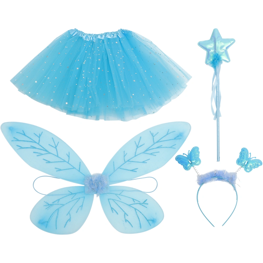 1 Set Fairy Cosplay Costume Skirt Fairy Wand Girls Kids Headband Skirt