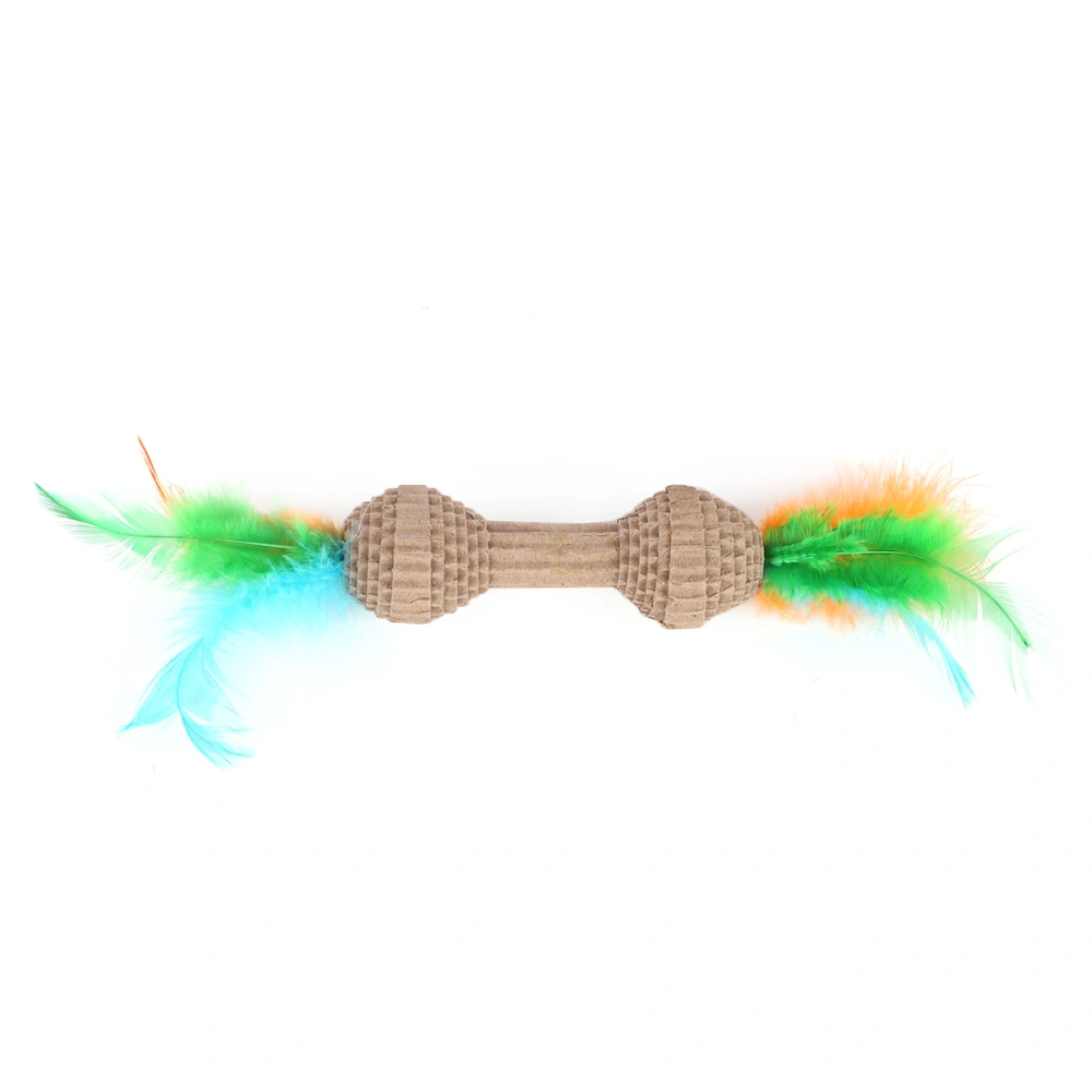 Cat Toy Corrugated Paper Feather Toy Fun Colorful Pet Toy Claw Grinding Toy Kitten Supplies (Dumbbell Shape)