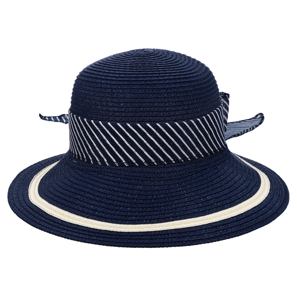 1pc Beach Hat Large Straw Hat Fashion Bowknot Decor Seaside Hat for Lady Women