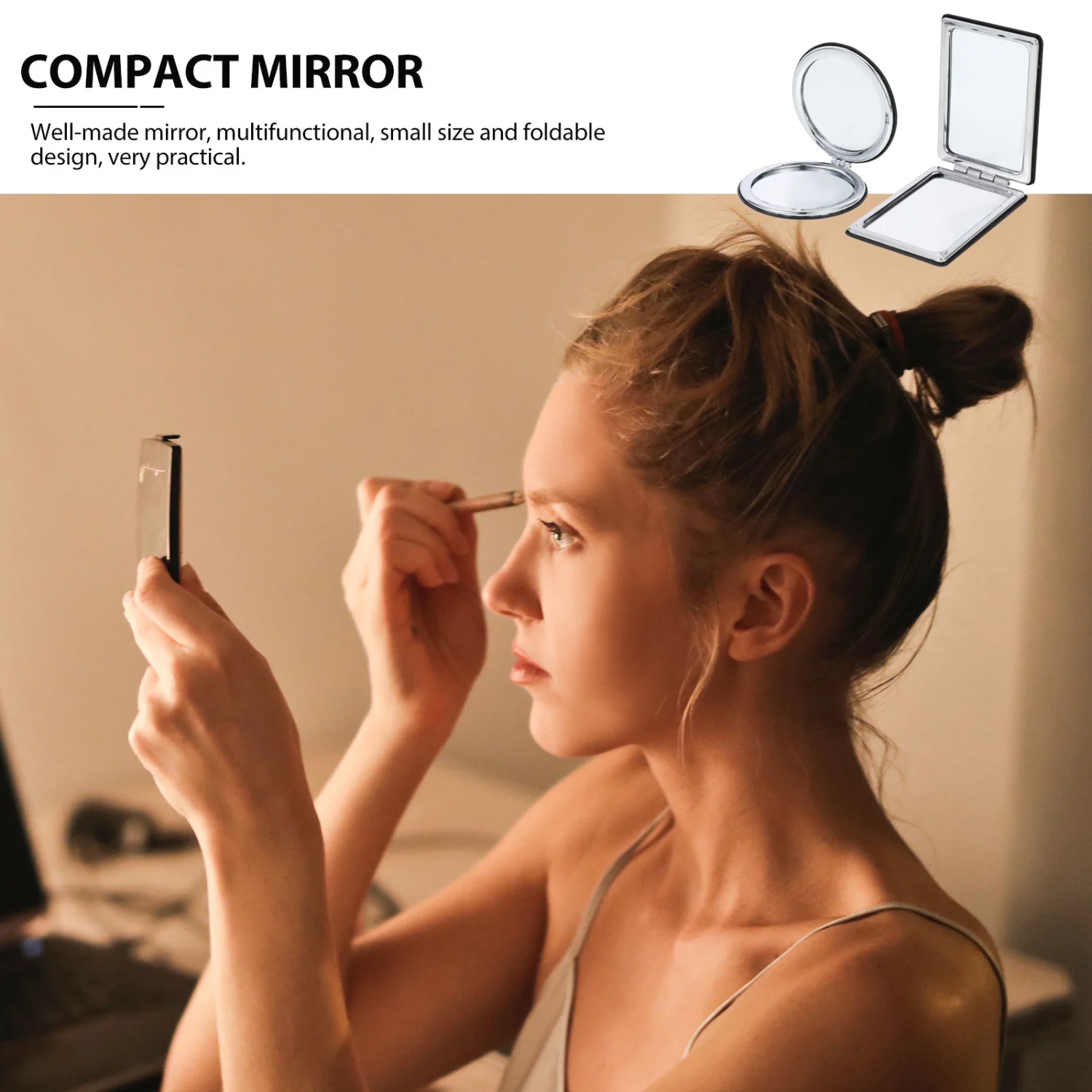 2pcs Folding Cosmetic Mirror Pocket Mirror Folding Small Makeup Mirrors
