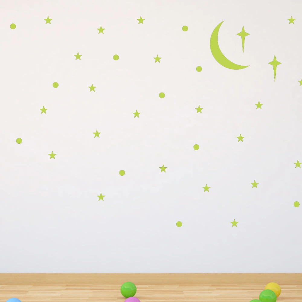 Star and Moon Luminous Stickers Self-adhesive Wall Sticker Decorative Decals for Bedroom Living Room Sofa Background