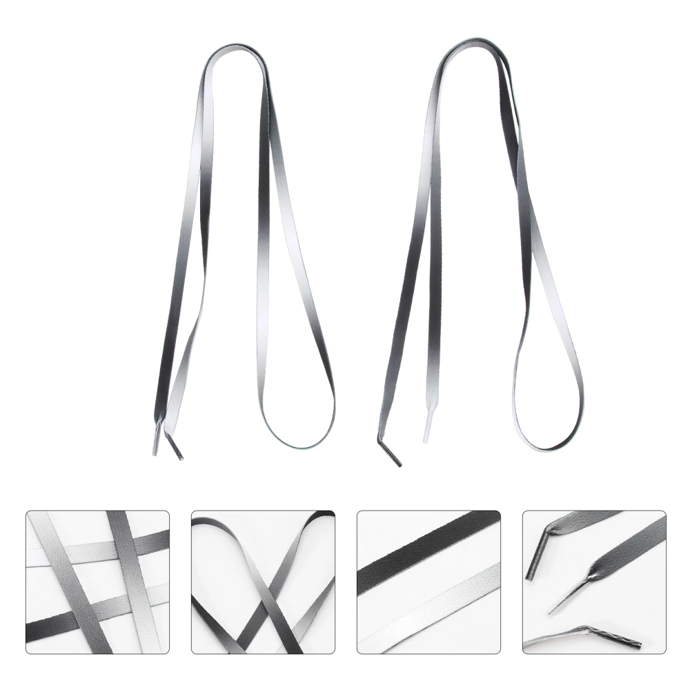 1 Pair Universal Elastic Sneakers Laces Black Gradient Pattern Flat Shoelaces