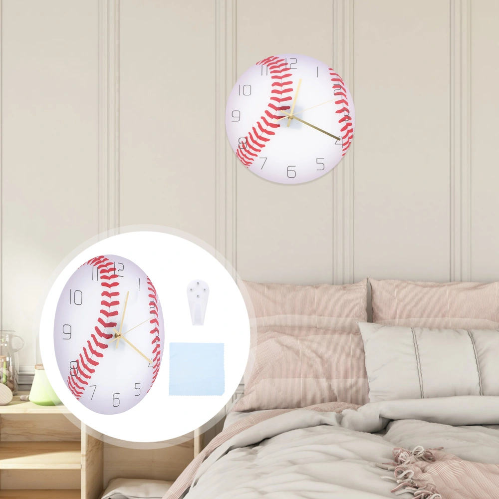 Baseball Design Clock Creative Wall Clock Mute Movement Decorative Wall Decor Silent Clock for Living Room Bedroom Study