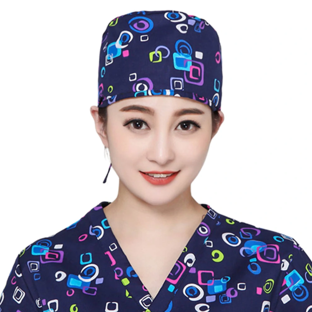 Sweat Absorbing Hat Creative Printing Lace Up Dust-proof Cotton Nurse Work Head Protector