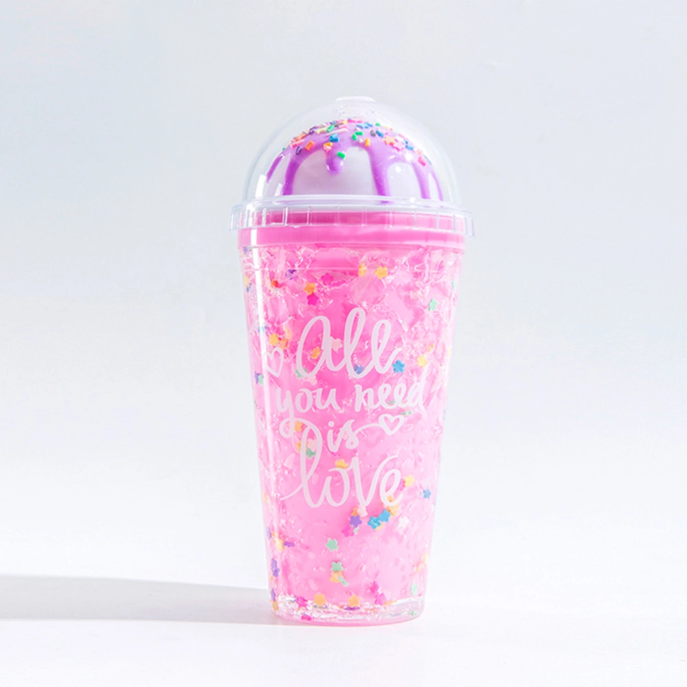 Creative Summer Cup Double Layer Water Storage Cup Fashion Container for Home Office Hotel (Rosy)