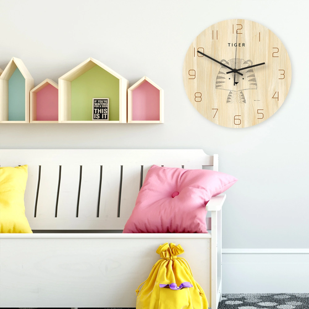 1PC Acrylic Digital Wall Clock Animal Tiger Printed Silent Clock for Kid Children Room Decoration