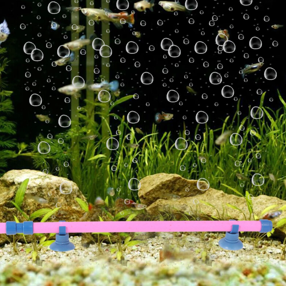 14 Inches Fish Tank Aquarium Bubble Strip Oxygen Strip Wall Air Stone Tube with Suction Cup Tubes Pink